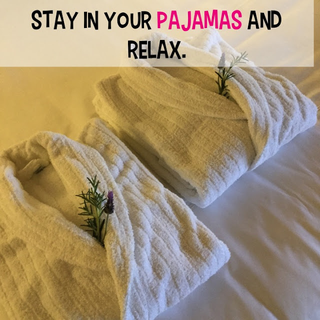 Sometimes, it's ok to stay in your pajamas all Sunday.  Or be like me and the minute you walk in the door, you throw on your jammies. 