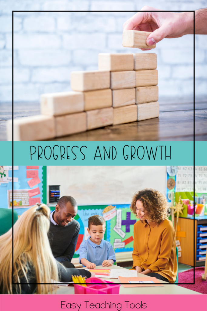 Sharing progress and growth during parent-teacher conference
